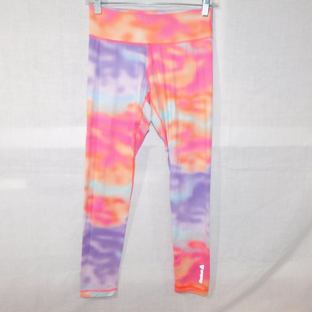 Reebok Pink Purple Peach Cloud Activewear Running Leggings Womens S